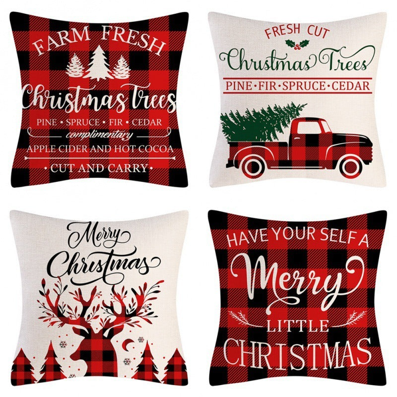 Home Decoration Christmas Pillow Cover Four-piece Set