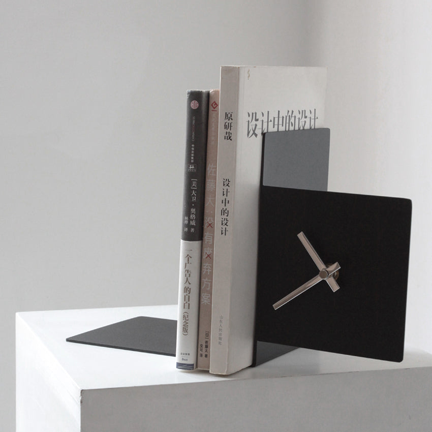 Creative Clock Book Stand Nordic Minimalist Metal Bookshelf Storage Decoration