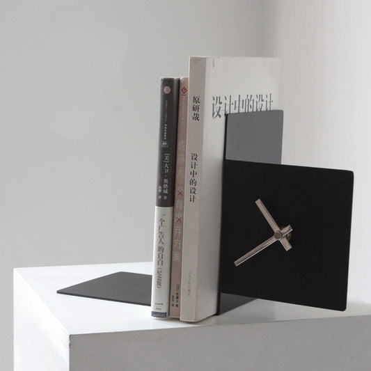 Creative Clock Book Stand Nordic Minimalist Metal Bookshelf Storage Decoration