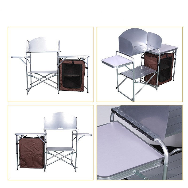 Support de rangement à deux étages pour Camping en plein air, Table de Barbecue Mobile