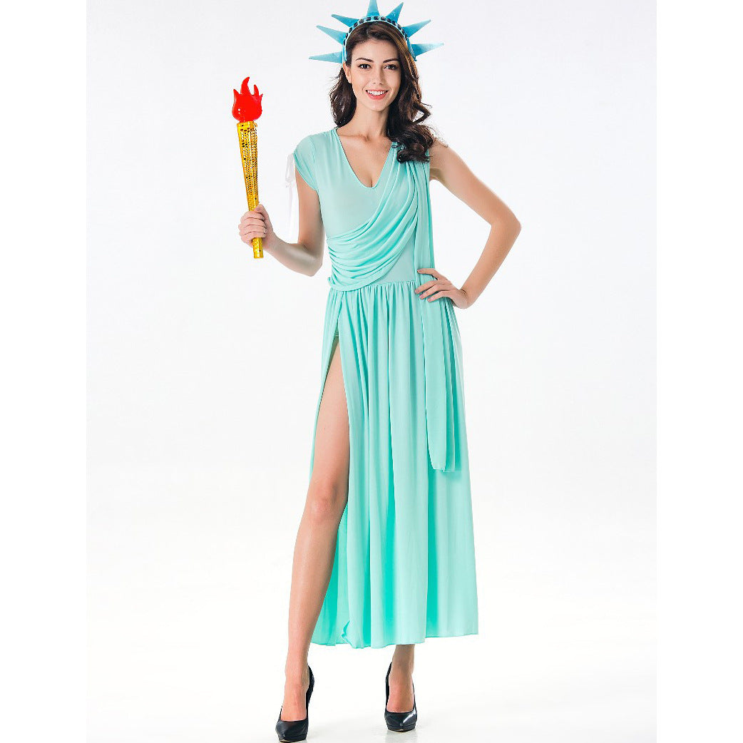 Greek Goddess Split Cosplay Halloween Stage Costume