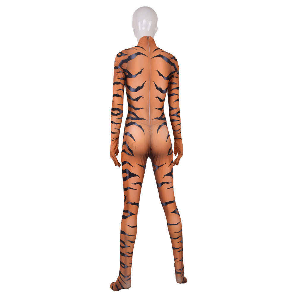 Body imprimé tigre rouge et noir pour filles pour Halloween