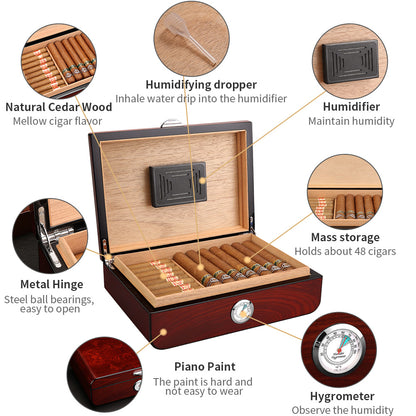 Humidor Humidor De Cigarros Caja De Humedad Madera De Cedro Gran Capacidad