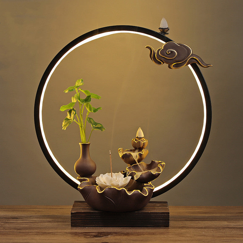 Factory Direct Sales Creative Ceramic Lamp Ring Bergamot Lotus Heart Guanyin Back Flow Incense Porch Furniture Decoration Cross-Border New Products