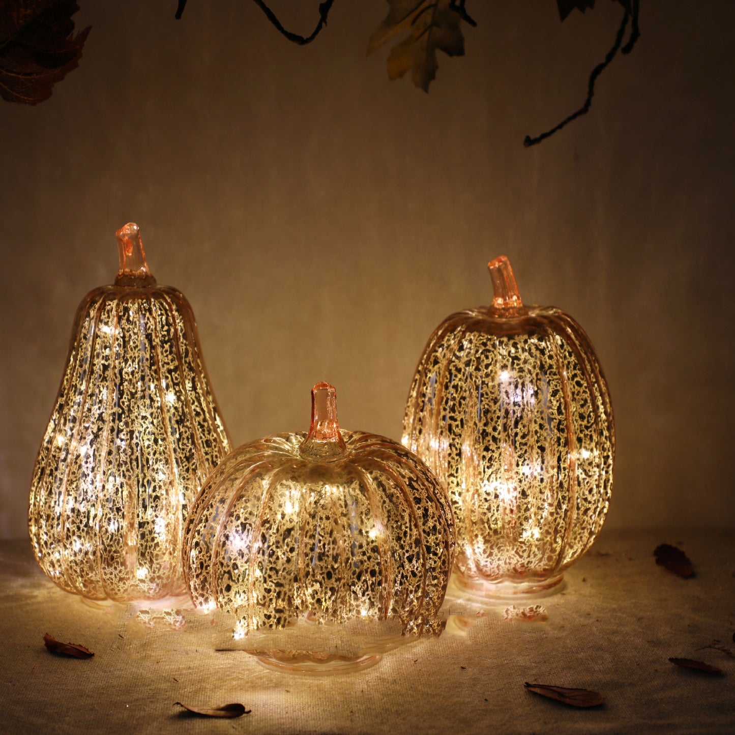 Linterna de calabaza de cristal decorativa para Halloween