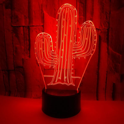 Luz nocturna 3D de cactus