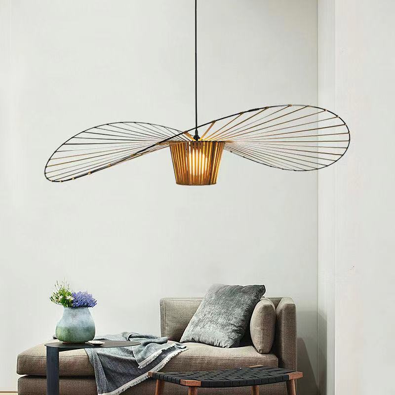 Straw Hat Shape Living Room Chandelier Simple Art