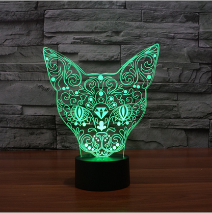 Luz nocturna cambiante de gato de color 3D LED interior