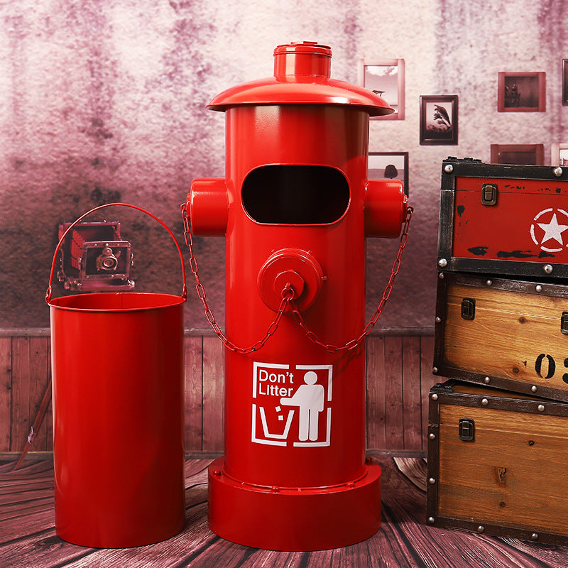 Iron Creative Industrial Style Vintage Fire Hydrant Shape Trash Can