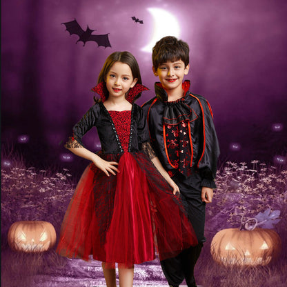 Robe de princesse vampire en gaze pour enfants pour Halloween