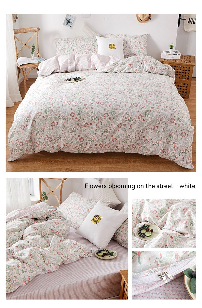 Korean Style Pure Cotton Bedding Set Of Four Pieces