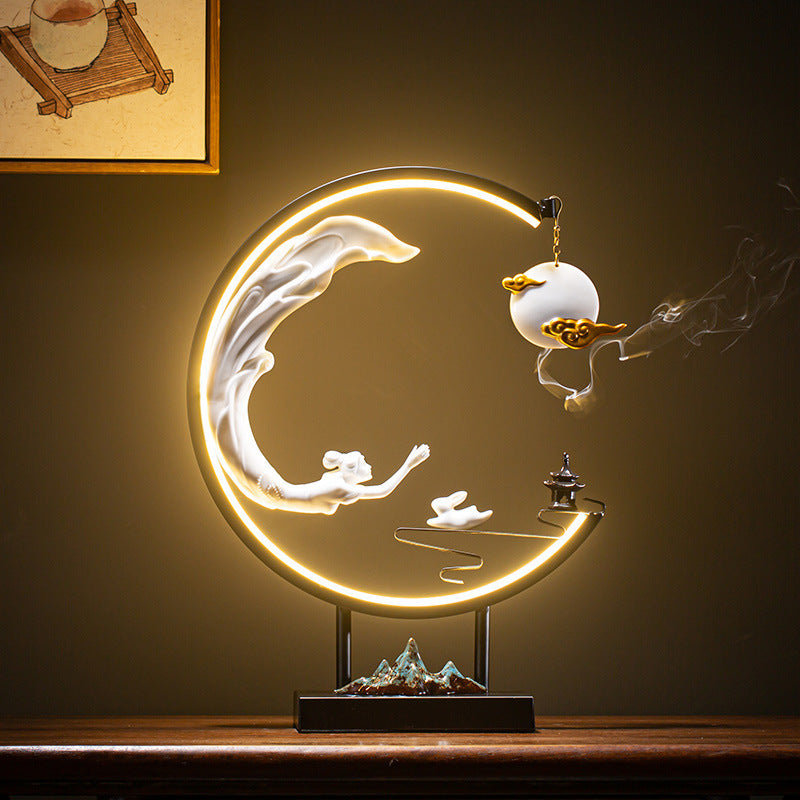 Nouveau Style chinois lampe à LED cercle salon meuble TV porche Zen