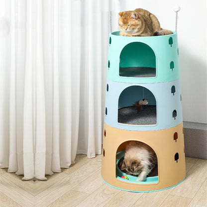 Aire de jeux pour chat multichambre intégrée