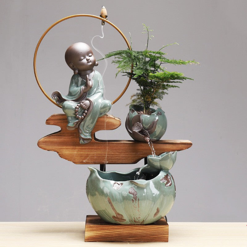 Creative Flow Ware Fountain Landscape Fortune Feng Shui Wheel Living Room Office Home Desktop Ornaments