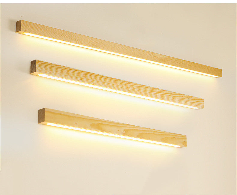 Walnut Color Log Strip Wall Lamp Modern Minimalist