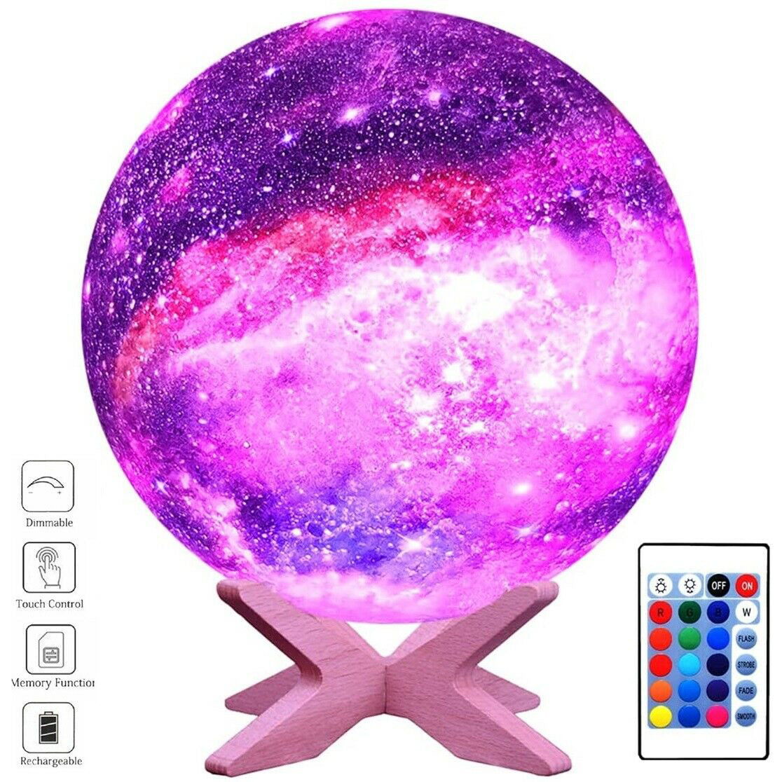 Impression 3D Lampe Galaxie Clair de Lune USB LED Nuit Lunaire Lumière Tactile Couleur Changeante Lune Lampe