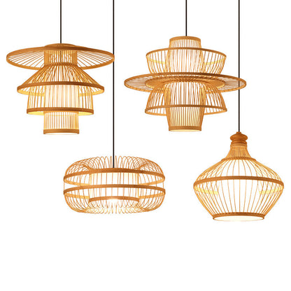 New Chinese Style Bamboo Weaving Handicraft Pendant Lamp