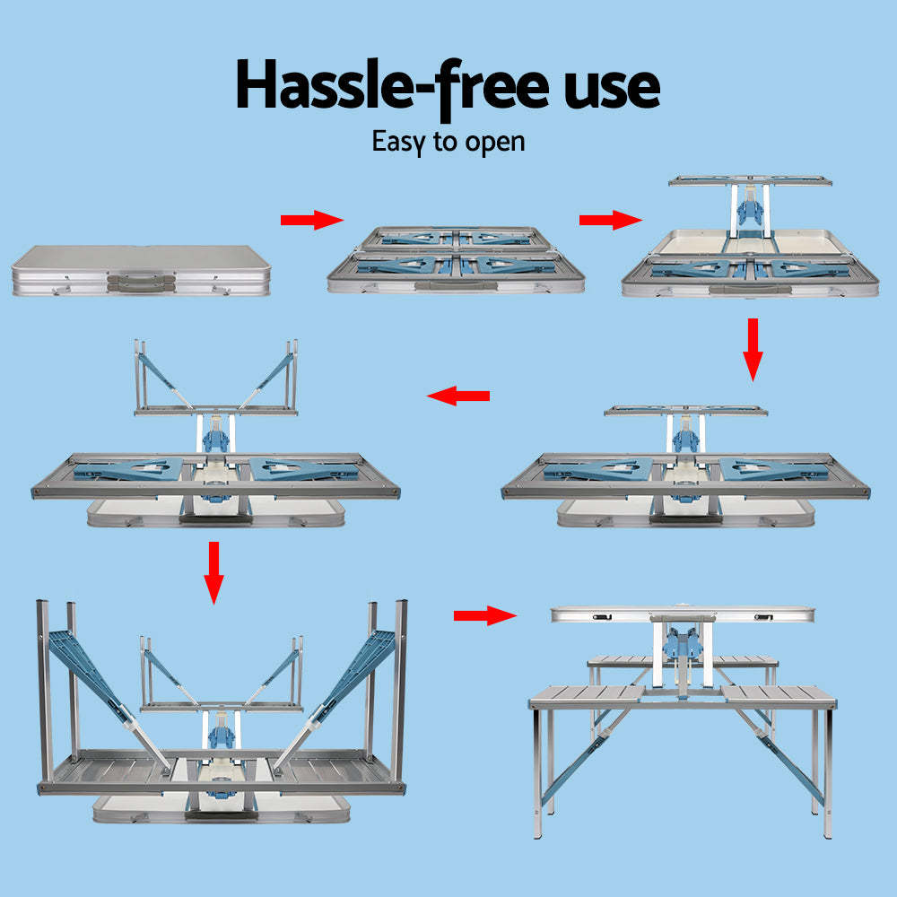 Mesa y silla plegables de una sola pieza para exteriores, mesa plegable de aleación de aluminio, venta al por mayor, barbacoa, hogar, Camping, mesa y silla portátiles de aleación de aluminio