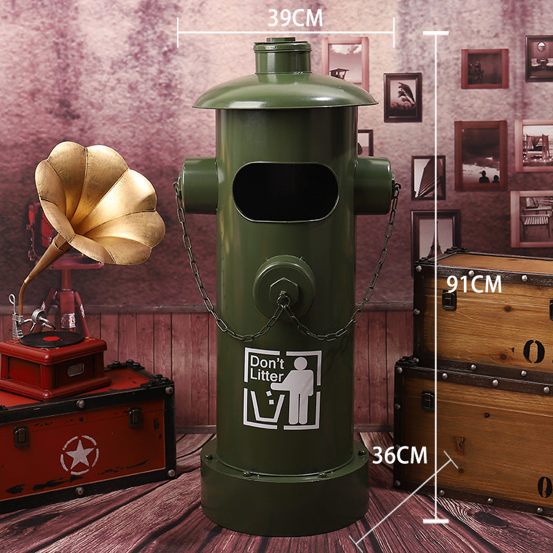 Iron Creative Industrial Style Vintage Fire Hydrant Shape Trash Can