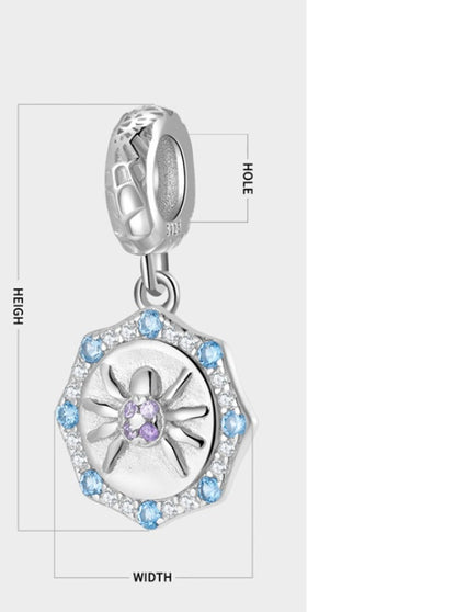 Pendentif en argent sterling S925 avec perles d'araignée Halloween