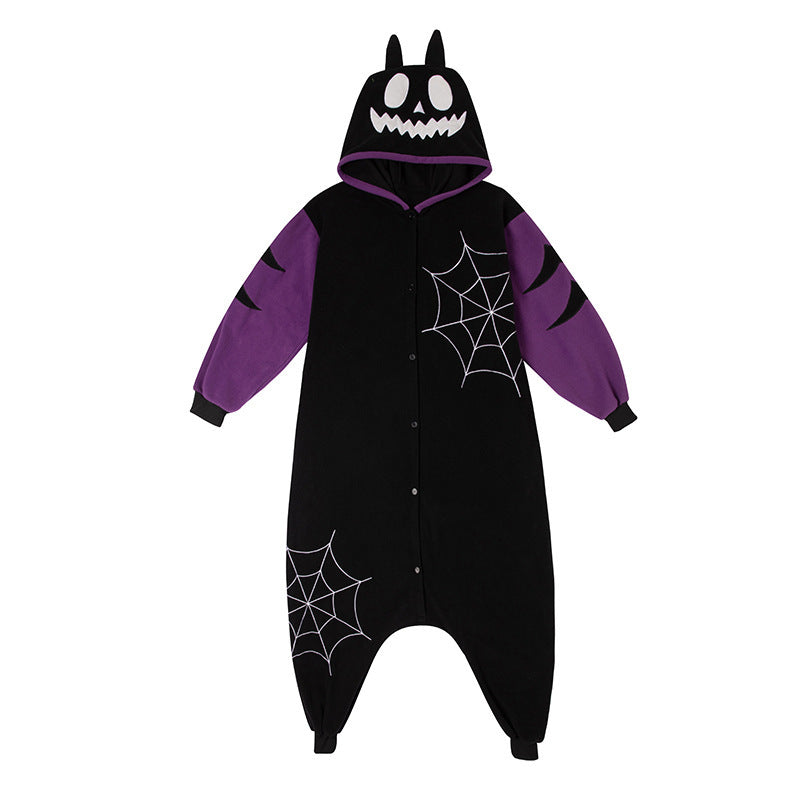 Venta al por mayor de pijamas de una pieza del hijo del diablo para Halloween, disfraz de festival de cosplay con capucha, lindo para el hogar