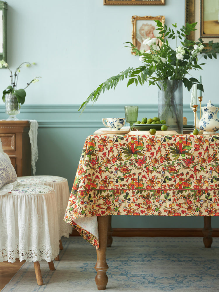 Vintage High-end Rectangular Flower Table Cloth