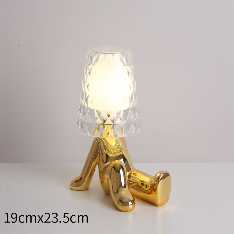 Mini luz nocturna galvanizada para hombre dorado, creativa y encantadora, para habitación de niños