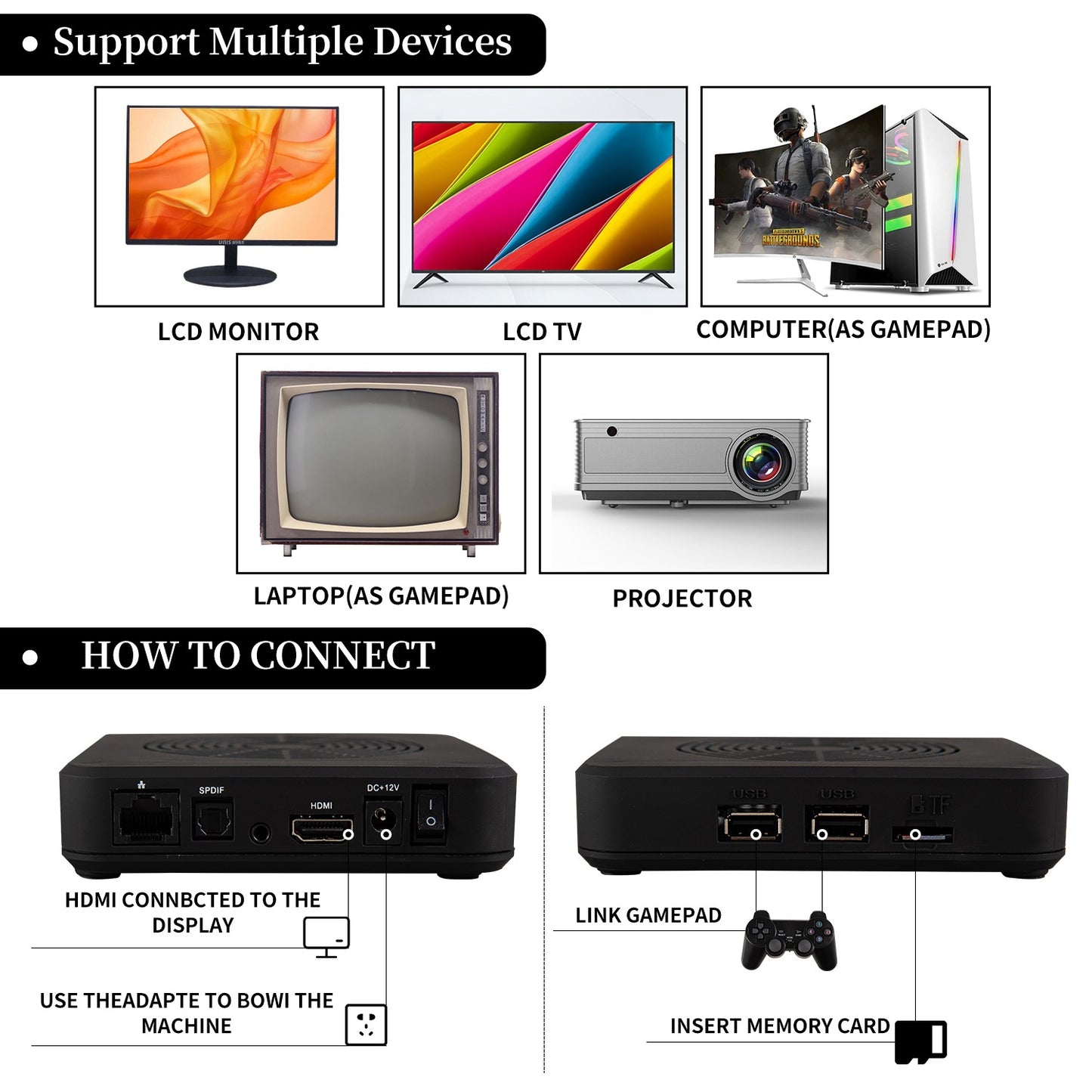 Mini consola de juegos nostálgica con joystick arcade de doble mango para TV