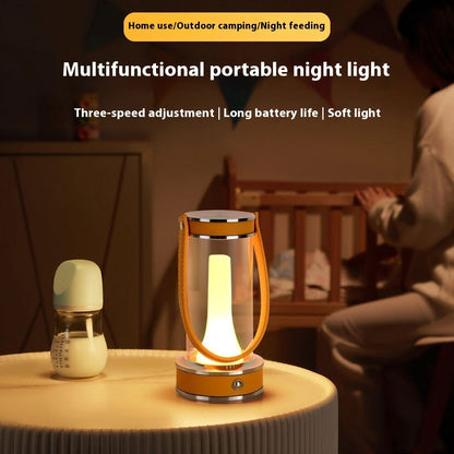 Lampe de table portative en cuir de camping d'atmosphère rechargeable créative