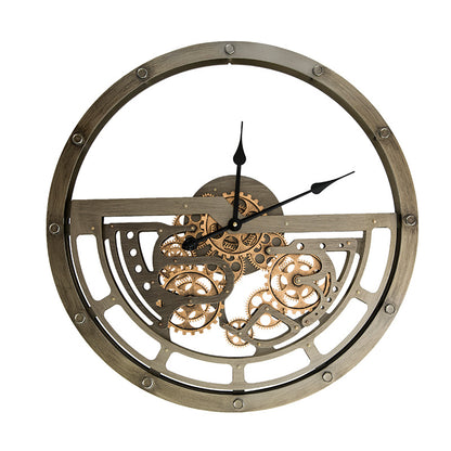 American Retro Iron Art Simple Wall Clock European Metal Gear Clock Home Living Room Decorative Creative Clock