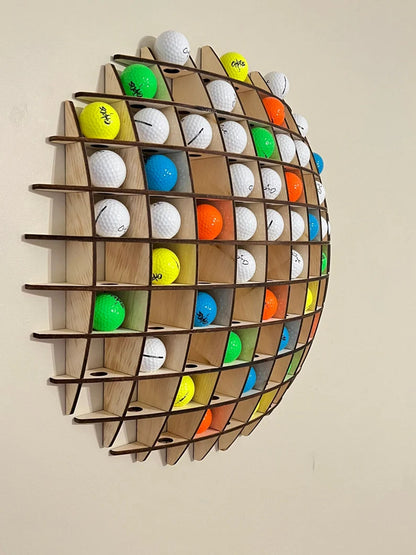 Wall-mounted 78-ball Wooden Golf Display Stand