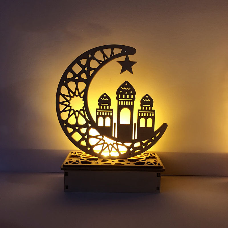 Decoración LED Eid Mubarak del palacio islámico musulmán de madera DIY