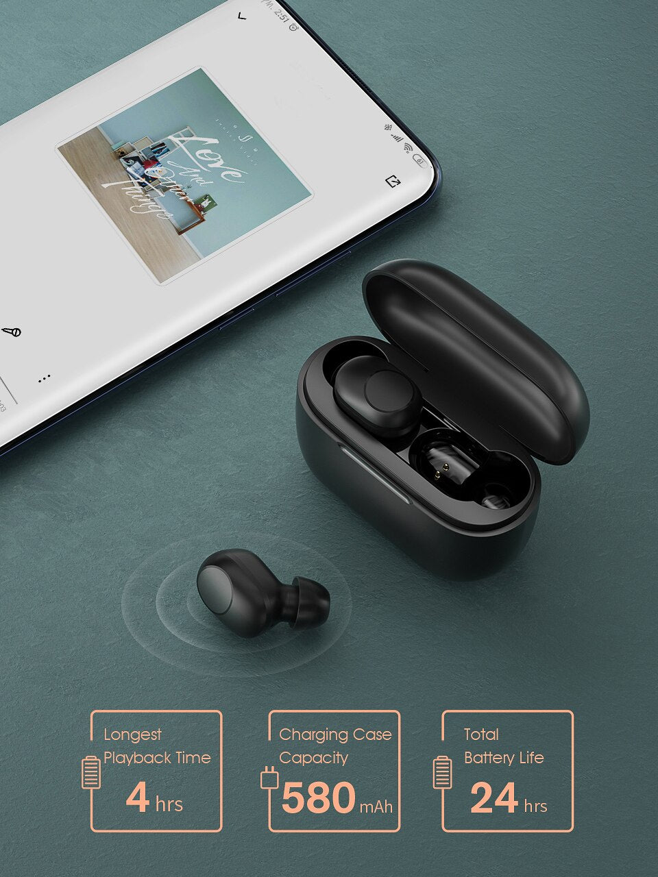 Mini auriculares inalámbricos Bluetooth con música para juegos deportivos 