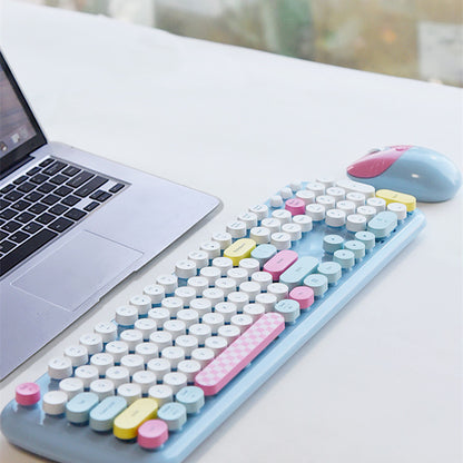 Conjunto lindo de teclado y mouse inalámbricos de dibujos animados