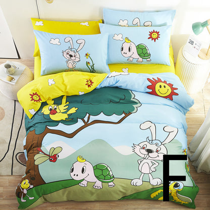 Textiles para el hogar Lindo dibujo animado Niños Sábana de cama Sábana Edredón Funda de cama Ropa de cama