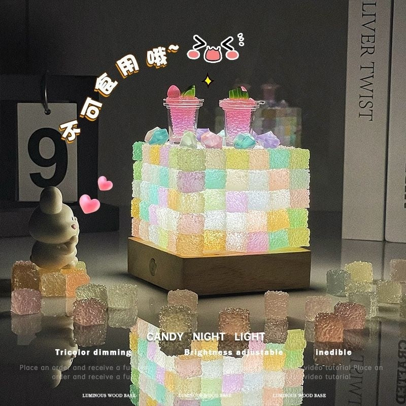 Crystal Luminous Cube Sugar Led Small Night Lamp Handmade Diy Gift