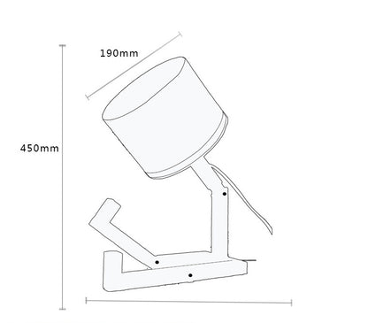 Pequeña máquina creativa lámpara de mesa humanoide lámpara de mesa de madera diseño de moda decoración del hogar