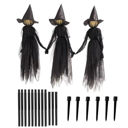 Halloween Colorful Luminous Three Hand-in-hand Witch Single Ghost Atmosphere Layout Scene Decoration Props