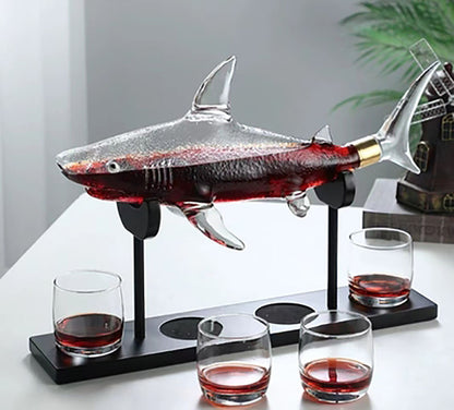 Carafe en forme de requin, récipient de bouteille de vin en verre borosilicaté épais et scellé