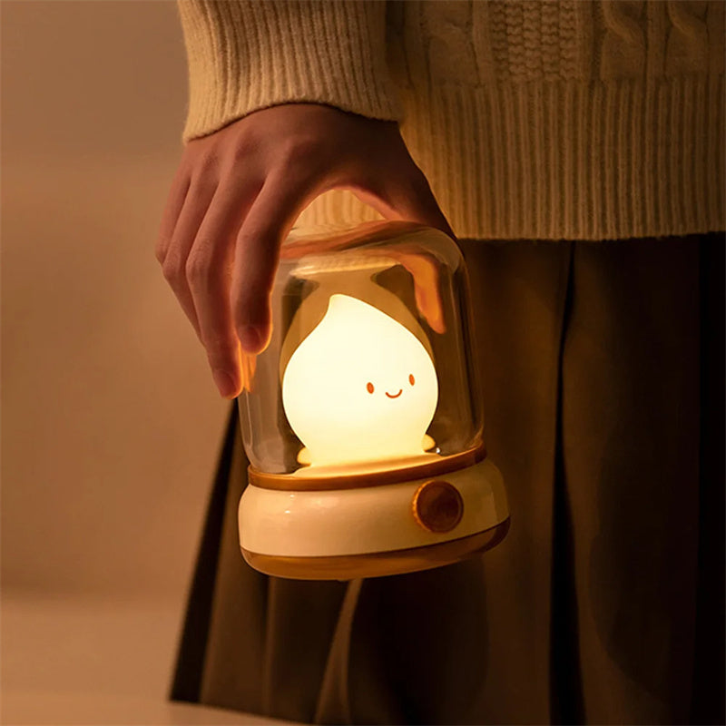 Rétro petite lampe de nuit chambre mini bureau LED lampe de nuit mignonne créative USB rechargeable portable lampe de table de dessin animé pour café bar hôtel chambre décor à la maison