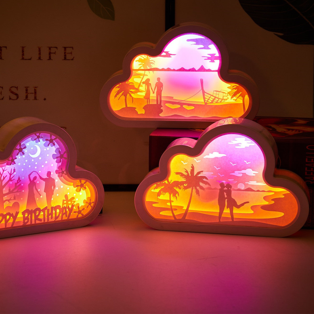 Cloud Paper Carving Light USB Bedside Unicorn Night Light