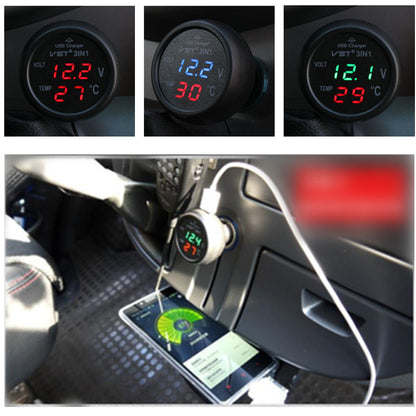 Car Voltage Multifunctional Table LED Digital Usb