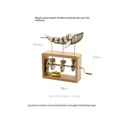 Boîte à musique baleine à main en bois