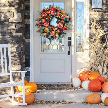 Nuevo Otoño peonía Halloween calabaza corona decoración del hogar