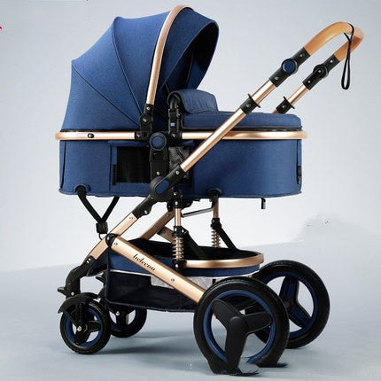 Carrito de bebé plegable bidireccional portátil, asiento y reclinable