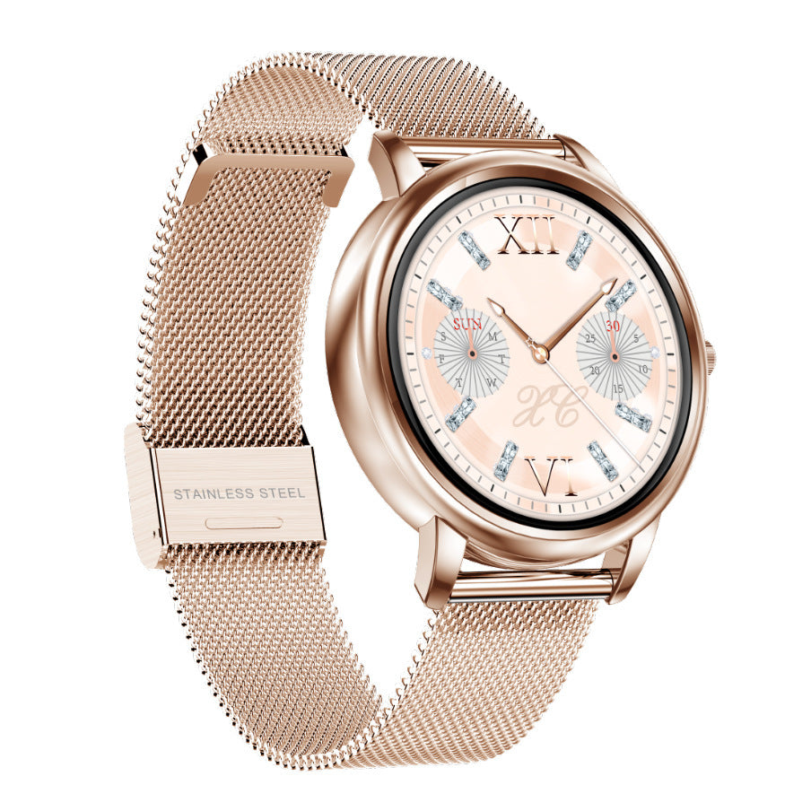 Montre intelligente pour femme, anti-eau froide, multi-cadran, interface utilisateur en option, bracelet en cuir et acier