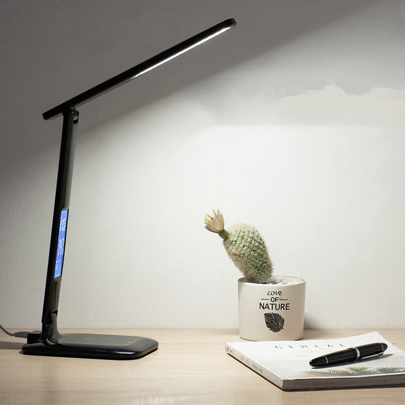 Lampe de table pliante avec horloge calendrier