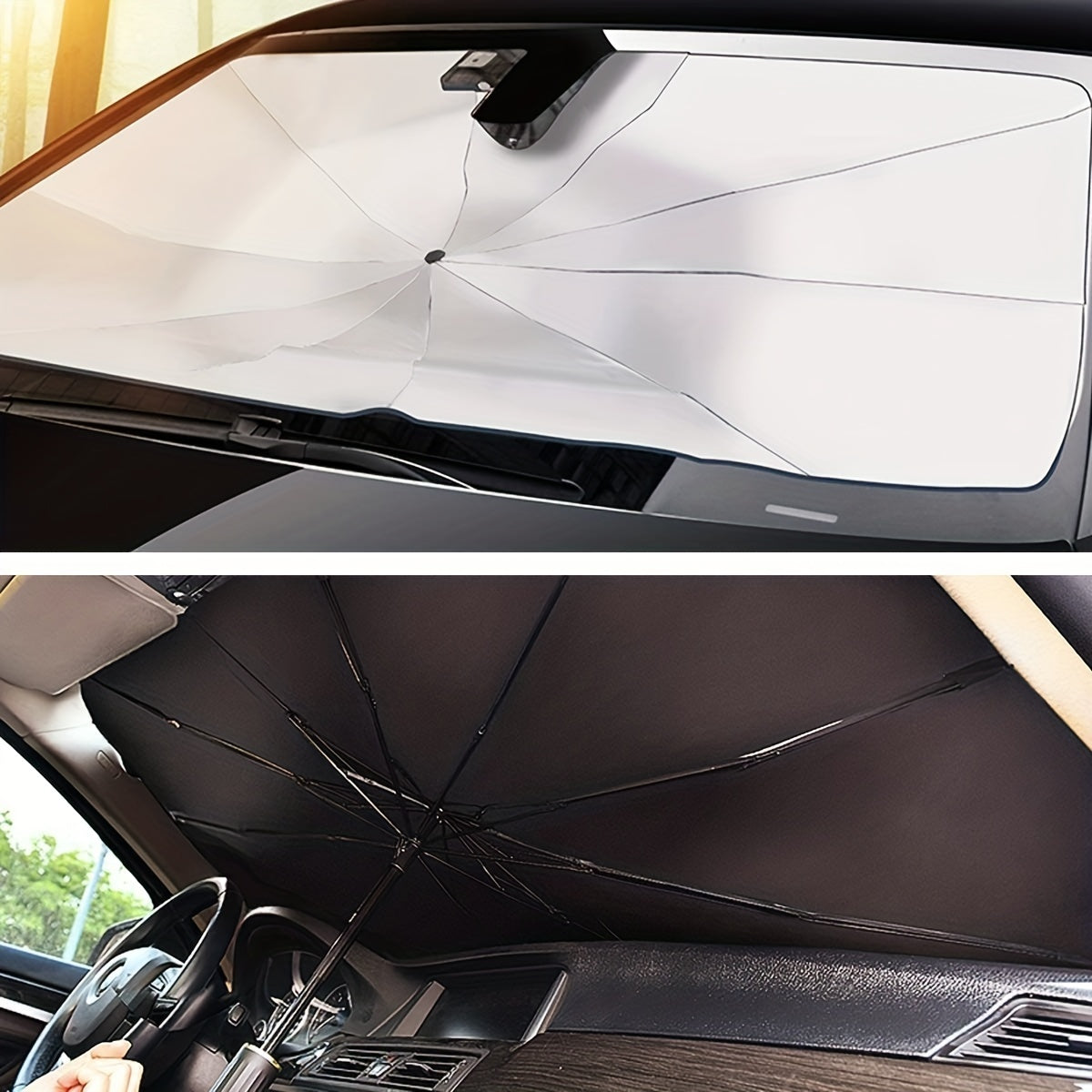 Parasol plegable para parabrisas de coche, mantiene el vehículo fresco, bloquea los rayos UV, protege el interior del coche, fácil de almacenar y usar, reducción de calor, protección UV, fácil instalación: ajuste universal, material duradero