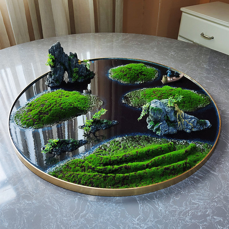 Table Core Decoration Flower Round Miniature Landscape Dining Set