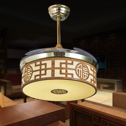 Intelligent Frequency Conversion New Chinese Style Home Bedroom Living Room Fan Chandelier